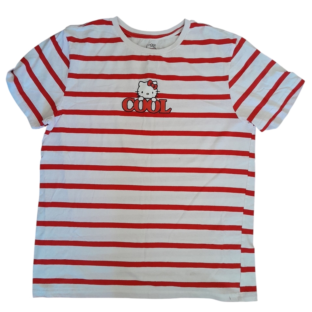 Sanrio Hello Kitty Red and White Striped Short Sleeve Tee